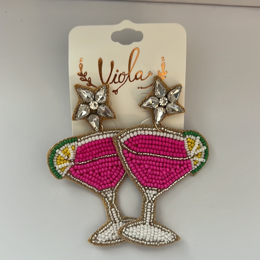 NEW! Pink drink earrings